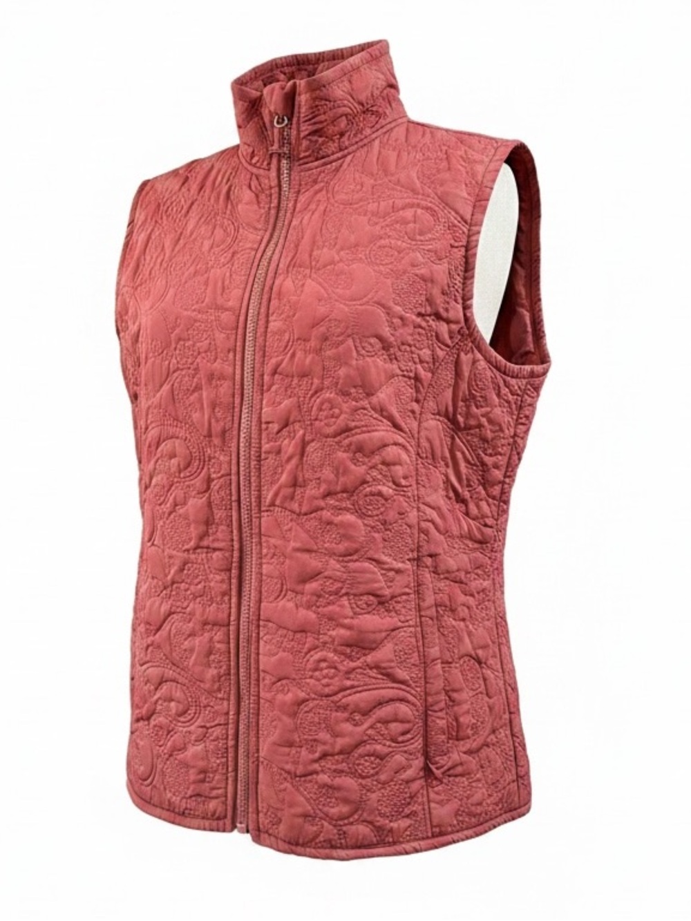 CABELAS BLUE DAMSEL WOMENS FLORAL QUILTED FULL ZIP VEST ROSE PINK SIZE MEDIUM